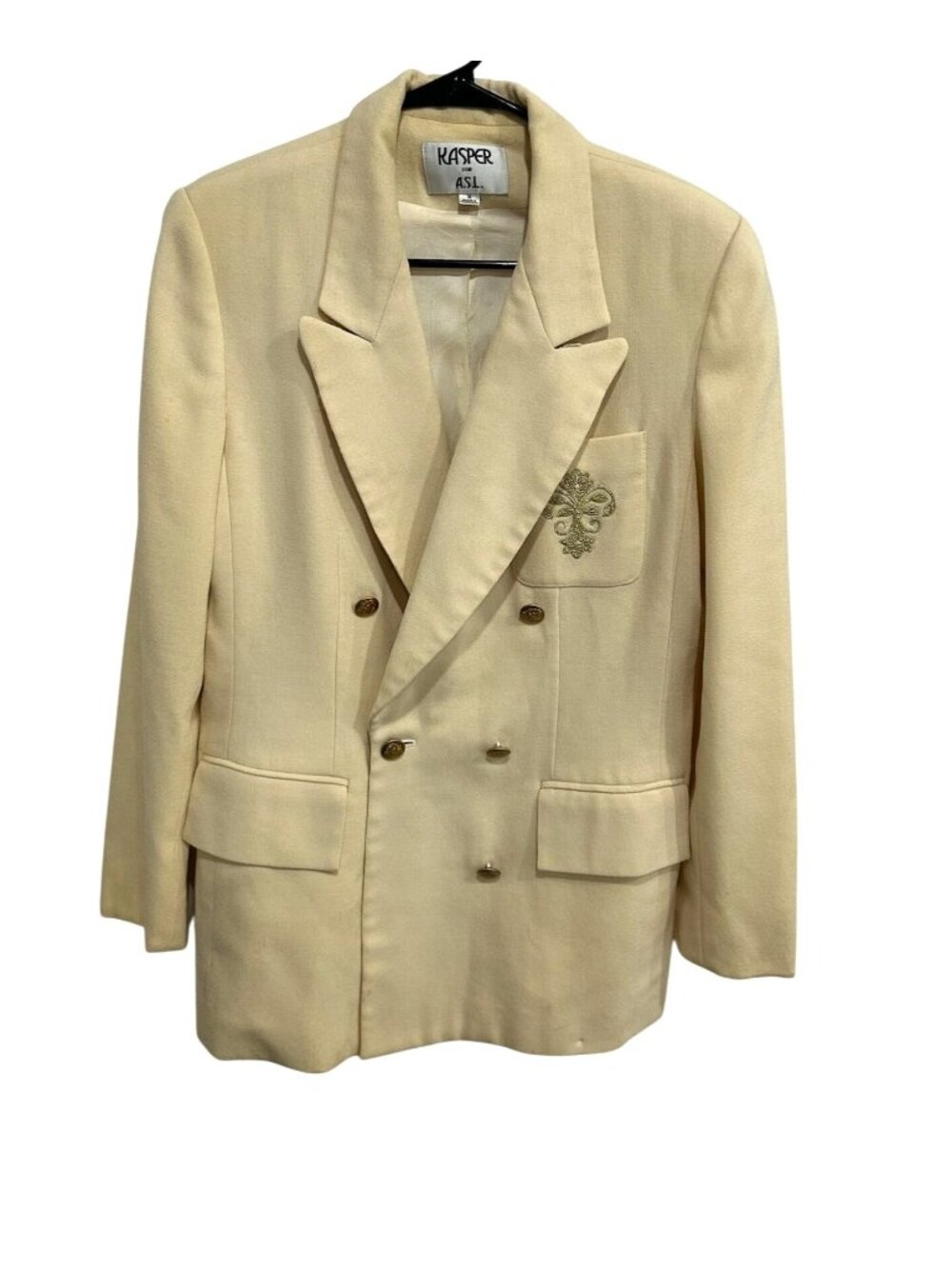 Kasper For ASL 6 Beige Double Breasted Fully Lined Blazer Minimalist Old Money